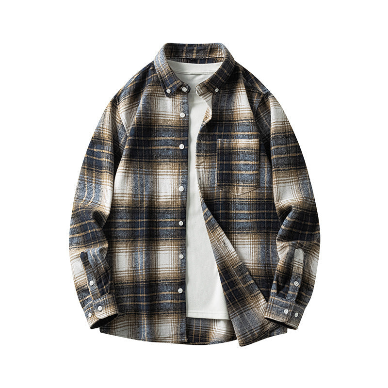 Leonard – Langem Herenoverhemd van Dikke Flanel met Ruitpatroon