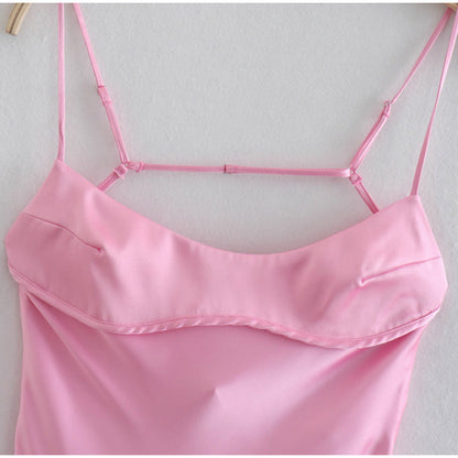 Lauren – Elegant Satijnen Maxi-jurk met Smalle Bandjes voor Dames