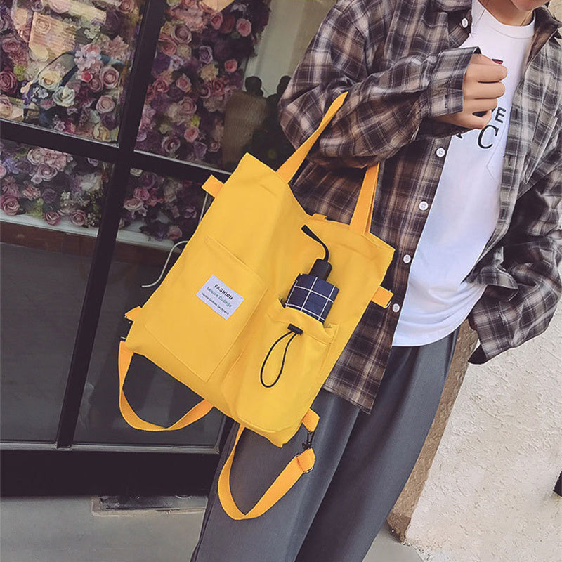 Lauren – Stijlvolle Harajuku Canvas Tas met Vakken voor Vrouwen