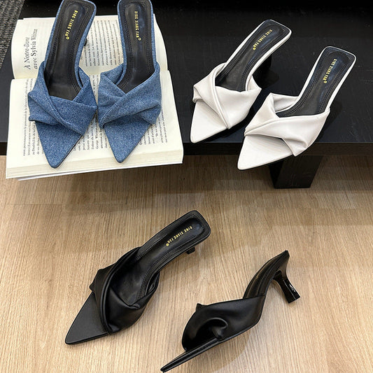 Patricia – Open Denim Sandalen met Hoge Hakken