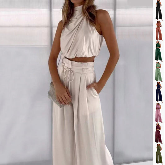 Ruby – Modieuze Mouwloze Top Met Wijde Broek Set