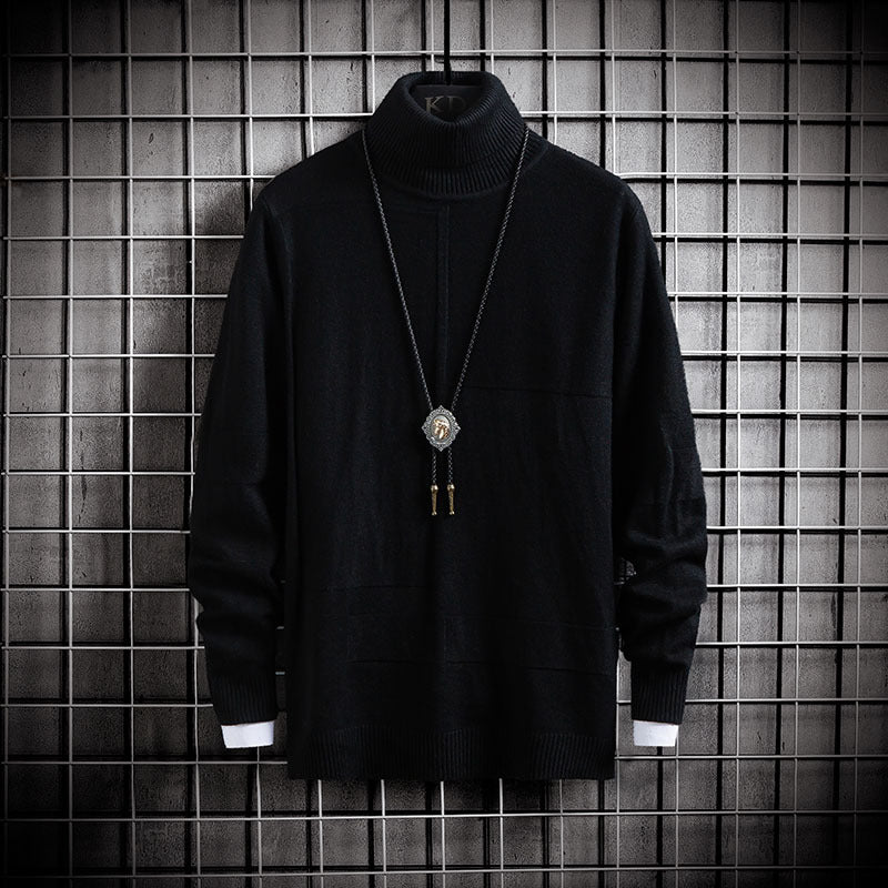 David – Hoogwaardige Gebreide Trui met Hoge Kraag