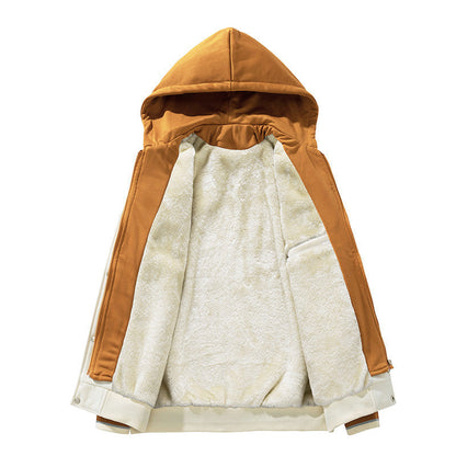 John – Heren Fleece Hoodie Cardigan in Effen Kleur