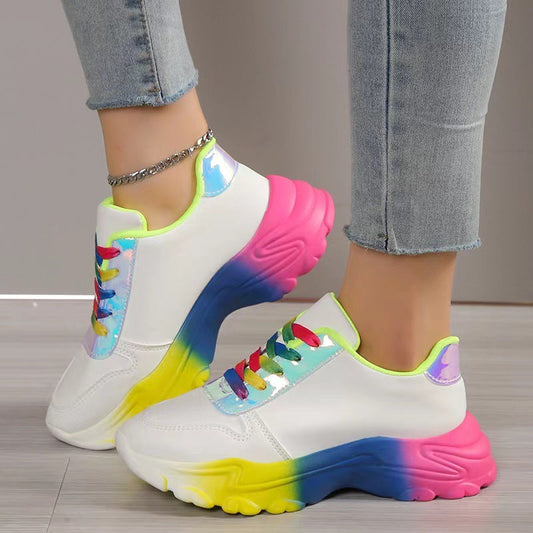 Hannah – Regenboogsneakers voor dames met dikke zool