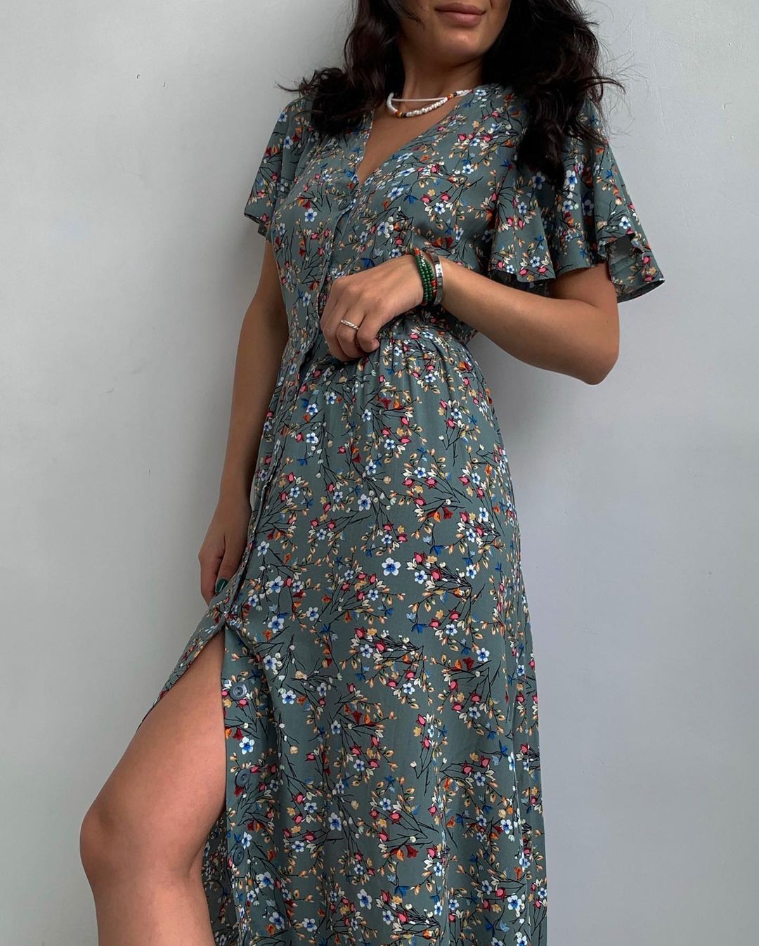 Margaret – Tuniekjurk met Bloemenprint en Split