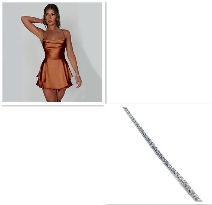 Lisa – Elegant Satijnen Jurk met Open Rug