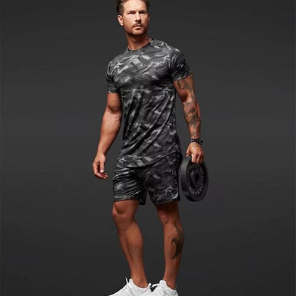 Jamie – Tweedelig Heren Korte Mouw Fitness Camouflage Sportset