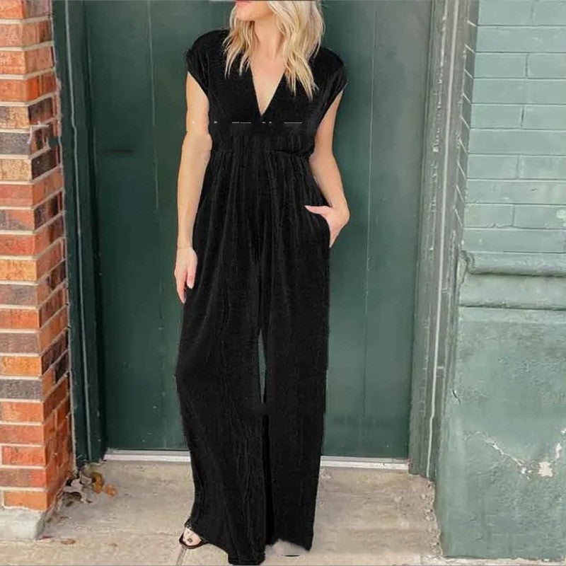 Denise – V-hals Jumpsuit met Hoge Taille