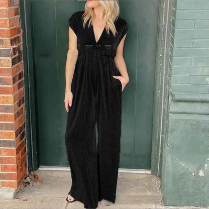 Denise – V-hals Jumpsuit met Hoge Taille