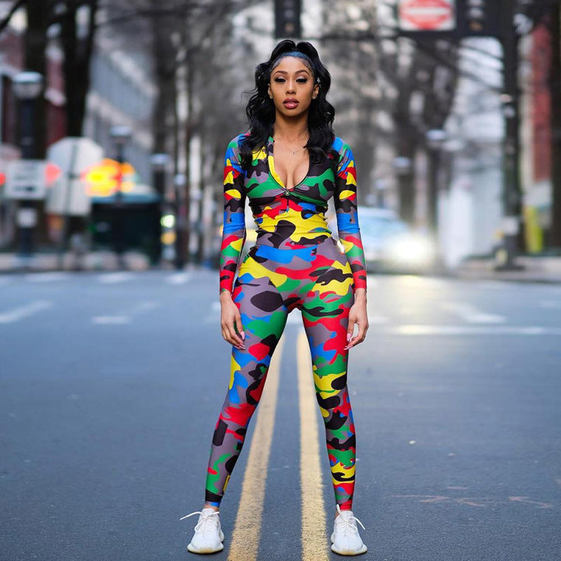 Victoria – Yoga-Jumpsuit met Camouflagepatroon