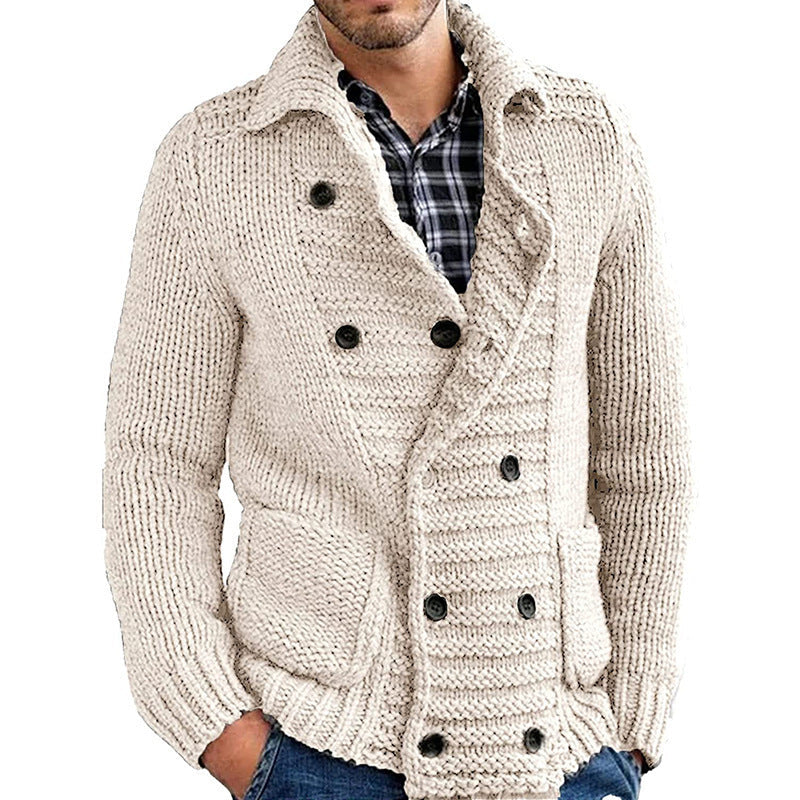John – Solide Heren Trui met Revers en Cardigan-Design
