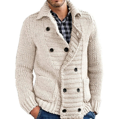 John – Solide Heren Trui met Revers en Cardigan-Design