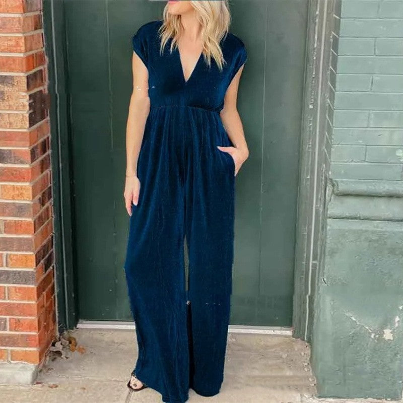 Denise – V-hals Jumpsuit met Hoge Taille
