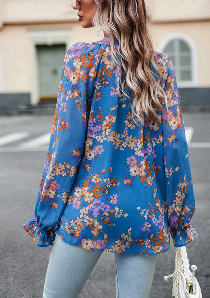 Fiona – Elegante Damesblouse met Bloemenprint en V-Hals