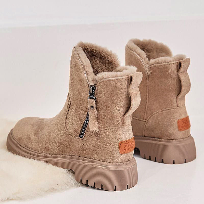 Alison – Dikke Pluche Sneeuwlaarzen van Premium Vegan Suede met Antislipzool