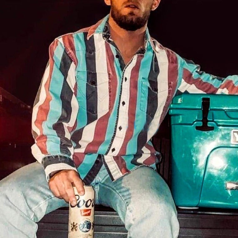 Ryan – Casual Herenoverhemd met Retro-Print en Lange Mouwen