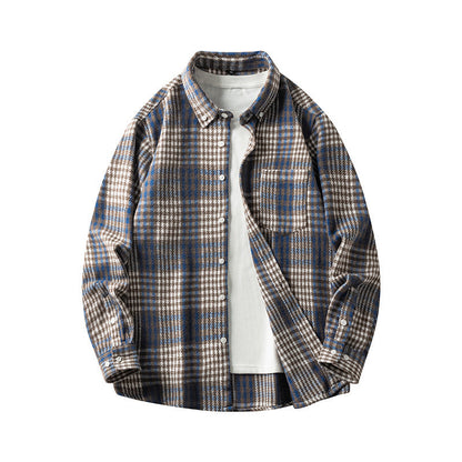 Leonard – Langem Herenoverhemd van Dikke Flanel met Ruitpatroon