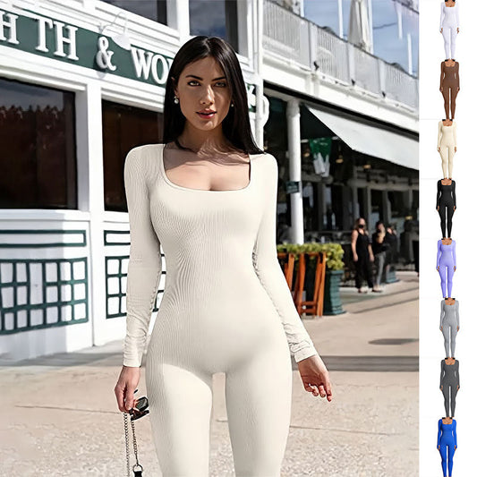Wendy – Stijlvolle Sport-Jumpsuit met Lange Mouwen en Vierkante Halslijn