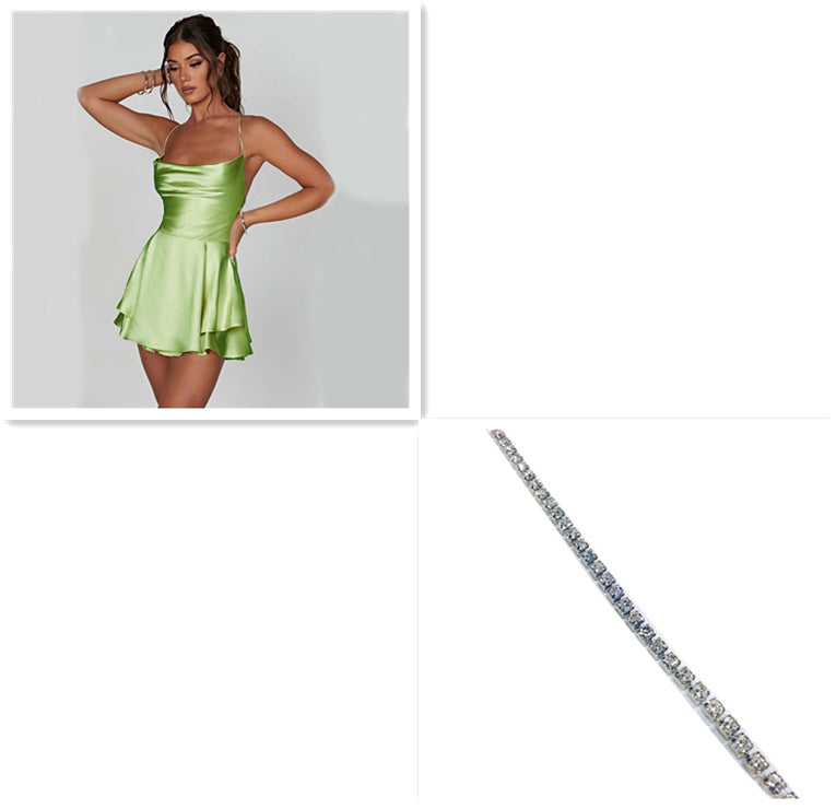 Lisa – Elegant Satijnen Jurk met Open Rug