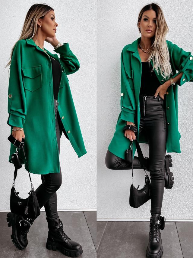 Katy – Middellange Damesjas met Mouwknopen