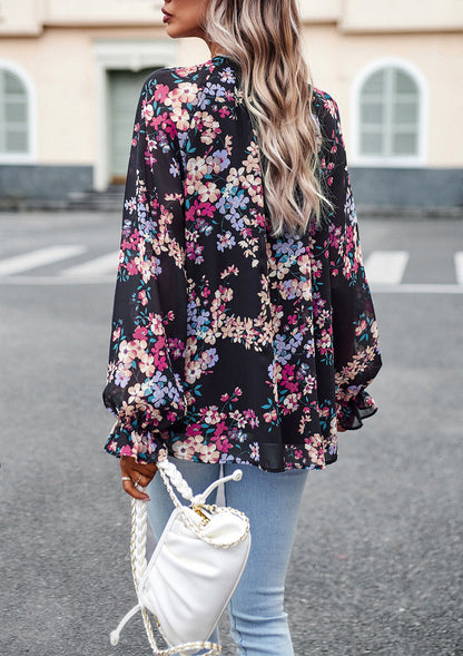 Fiona – Elegante Damesblouse met Bloemenprint en V-Hals
