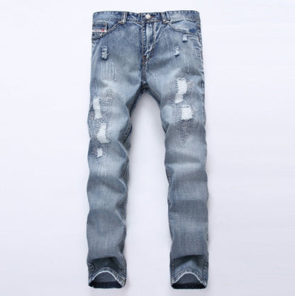 Neville – Slim Fit Heren Jeans met Scheuren in Lichtblauw