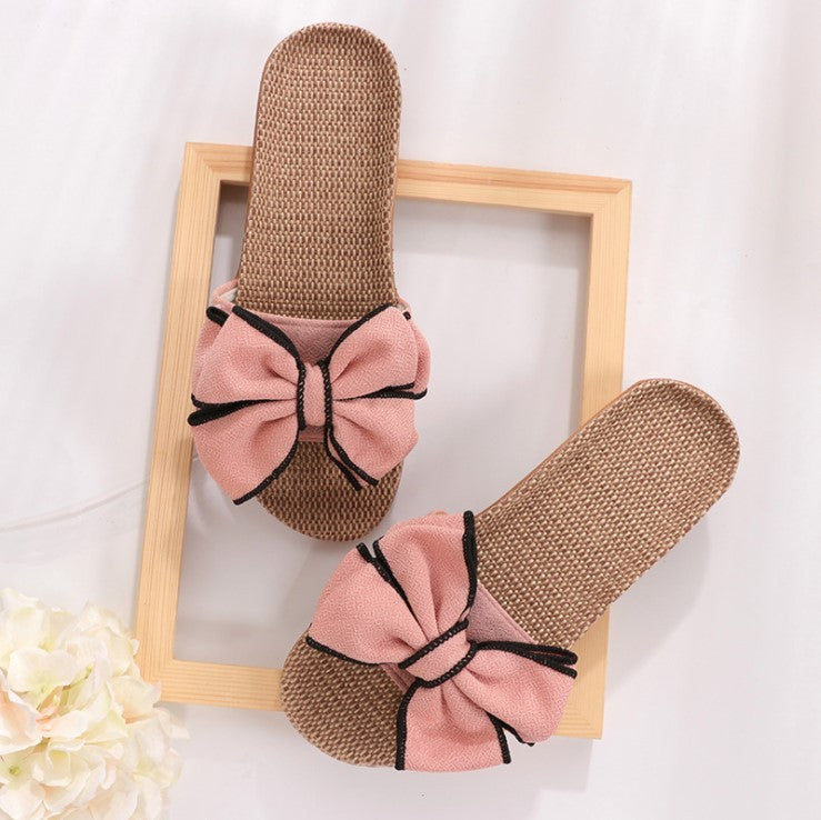 Julie – Zomerslipper met Strik en Platte Linnen