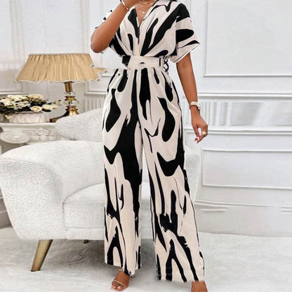 Georgina – Zachte Jumpsuit met V-hals en Print