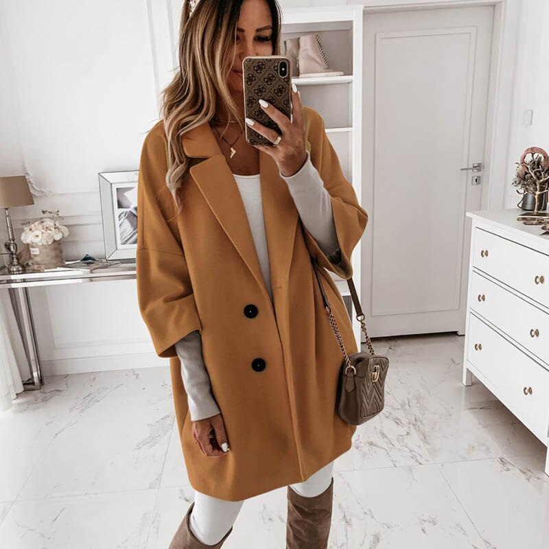 Alison – Elegante Lange Damesmantel van Wolmix