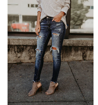 Anna – Damesjeans met doorboorde zoom en middelhoge taille