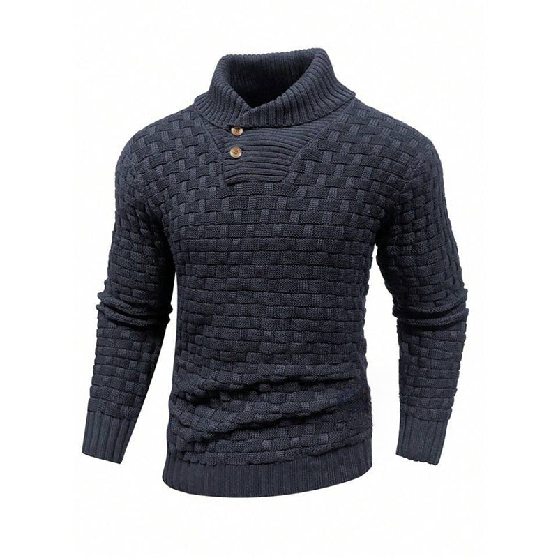Eddie – Slim Fit Heren Rollneck Trui met Knopdesign