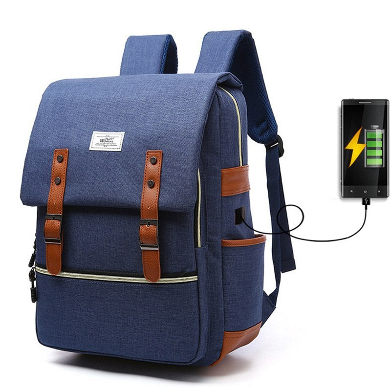 Ben – Vintage Canvas Rucksack met USB-Ladefunctie