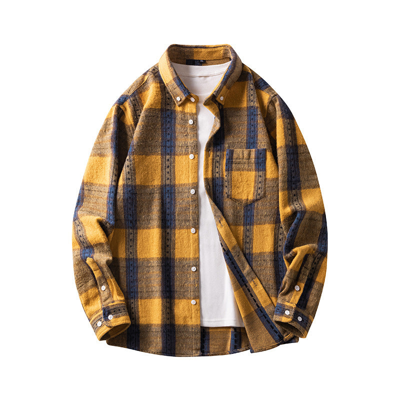 Leonard – Langem Herenoverhemd van Dikke Flanel met Ruitpatroon