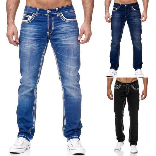 Damian – Herenjeans met Zakken, Rechte Broek, Business Casual Dagelijkse Streetwear