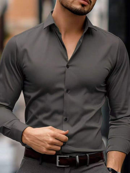Bruce – Business Overhemd met Revers en Effen Design