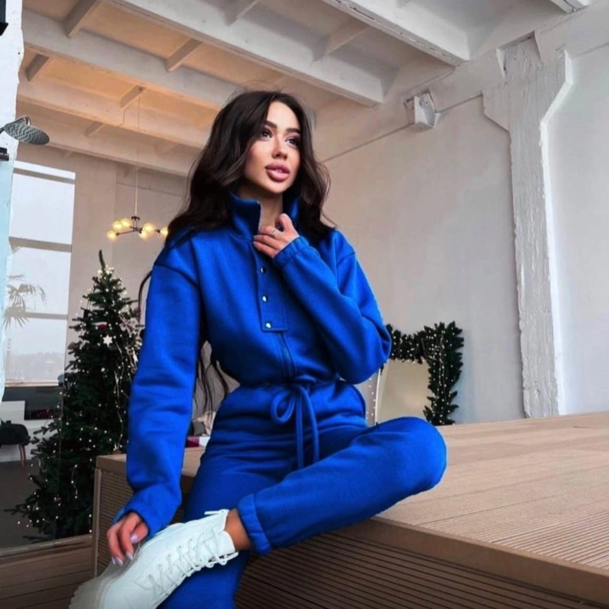 Natasha – Vrijetijds-Jumpsuit met Stehkragen