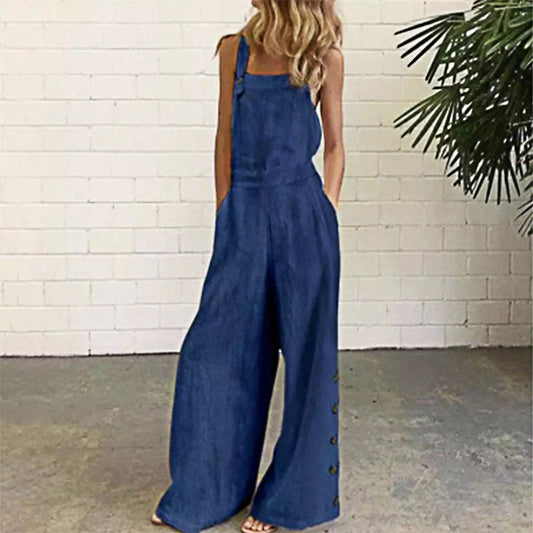 Megan – Luchtige Jumpsuit met Zakken en Wijd Been