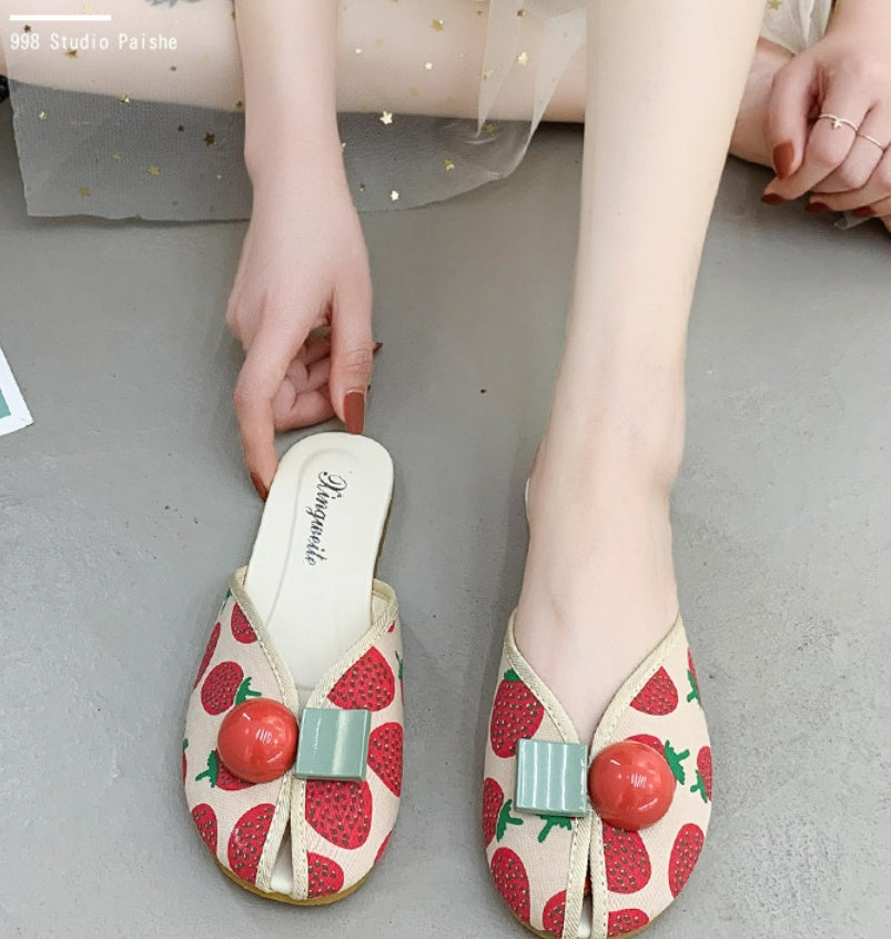 Gillian – Platte Dames-Strandslippers met Kersenteenkap