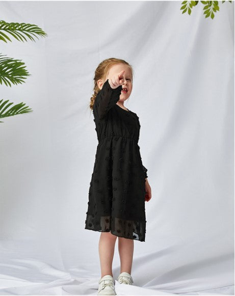 Abigail – Vloeiende Chiffon Lange Mouwen V-Hals Zoete Tuniekjurk