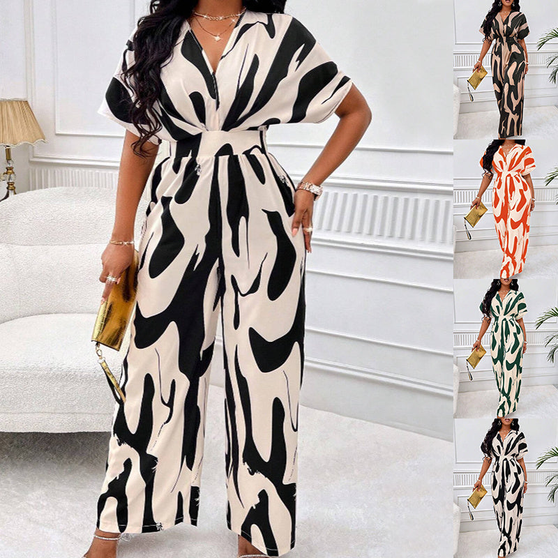 Georgina – Zachte Jumpsuit met V-hals en Print