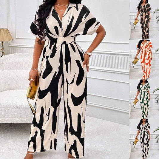 Georgina – Zachte Jumpsuit met V-hals en Print