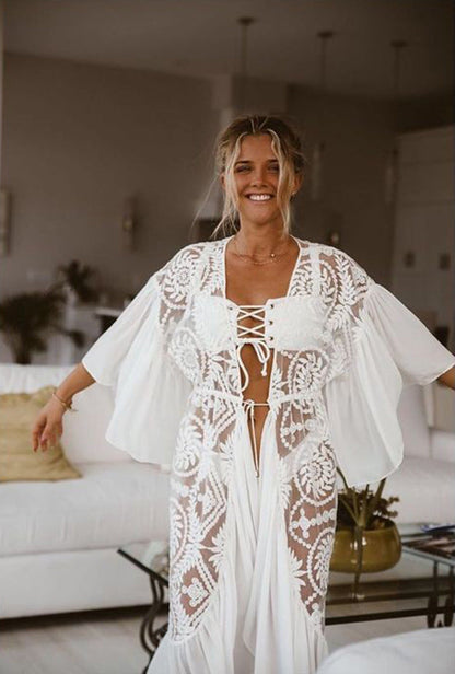 Laura – Gehaakte Witte Strandjurk Tuniek