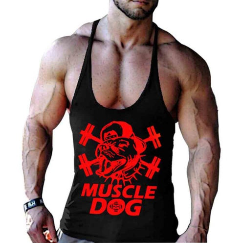 Arthur – Cartoon Fitnessvest met Spierhond-Print