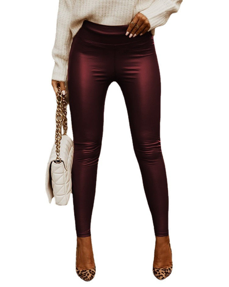 Katy – Modieuze Hoge Taille Skinny Broek van Vegan Leer