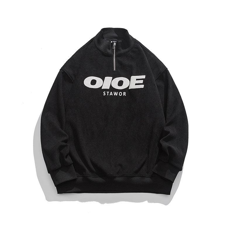 Jeff – Pullover met Opstaande Kraag en Letterprint Hoodie