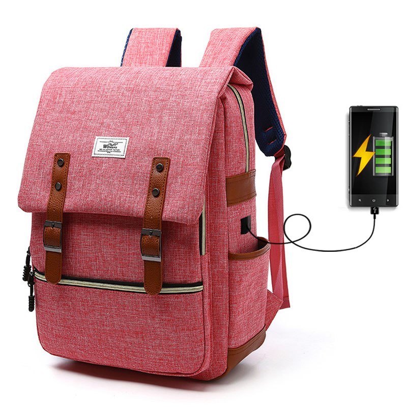Ben – Vintage Canvas Rucksack met USB-Ladefunctie