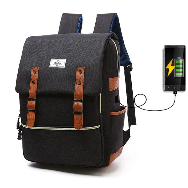 Ben – Vintage Canvas Rucksack met USB-Ladefunctie