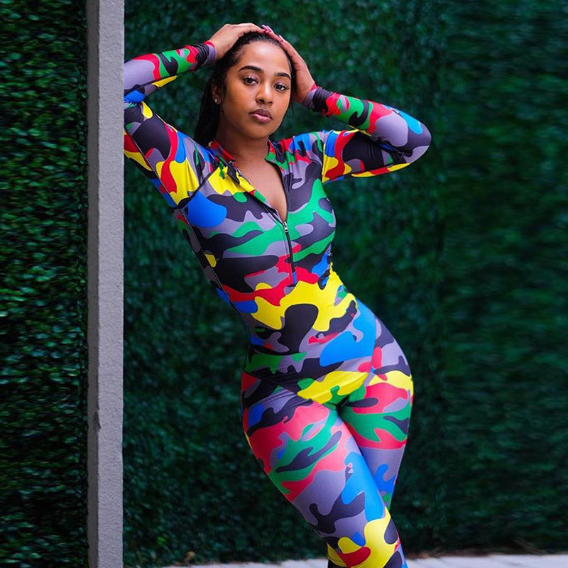 Victoria – Yoga-Jumpsuit met Camouflagepatroon