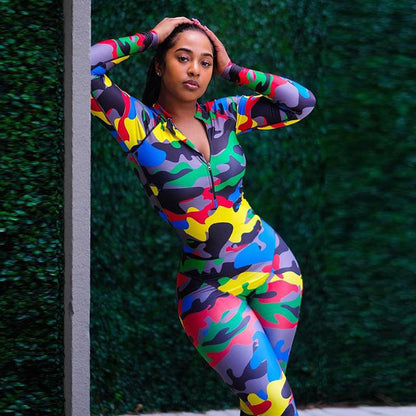 Victoria – Yoga-Jumpsuit met Camouflagepatroon