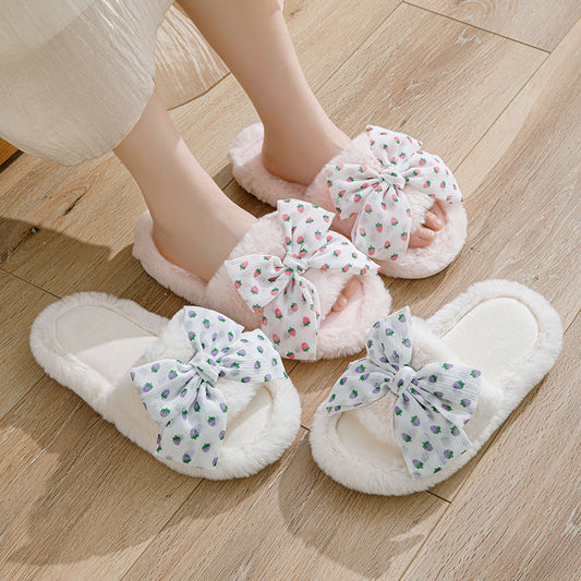 Anna – Katoenen Pantoffels met Polka-Dot-Strik